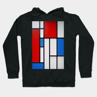 Mondrian Style - Red, White and Blue Hoodie